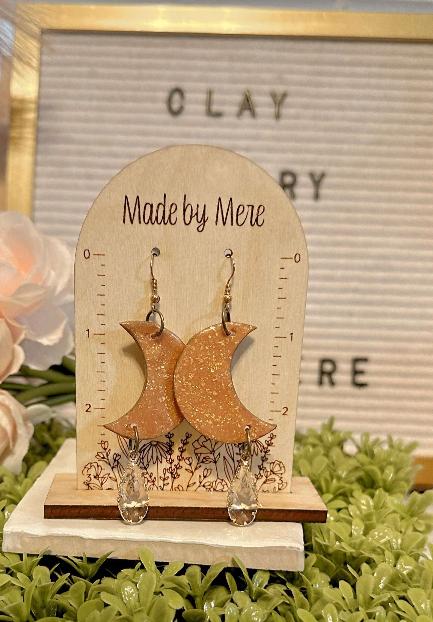 Rose Gold marbled dangles