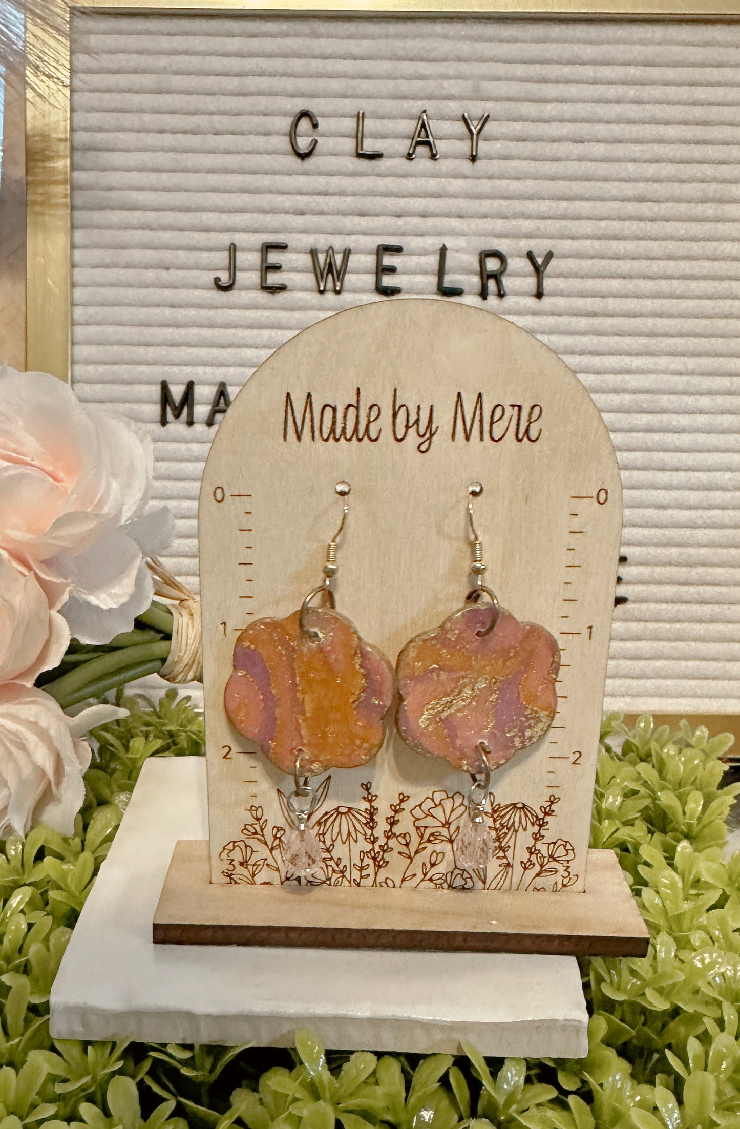 Rose Gold marbled dangles