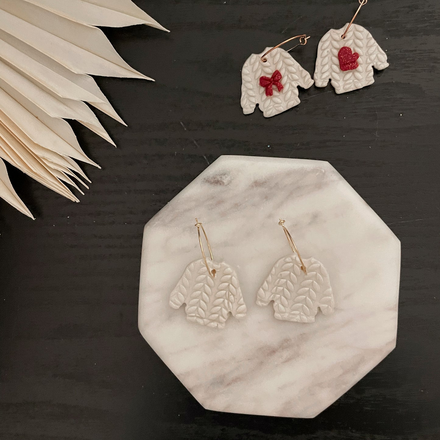 Red and White Sweater Dangles