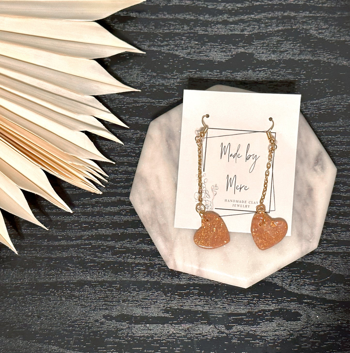 Pink Marbled Heart Dangles