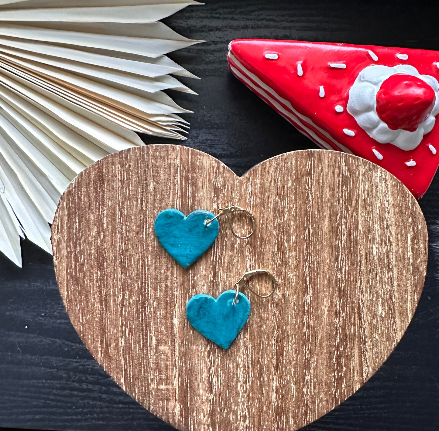 Turquoise Marbled Heart Dangles