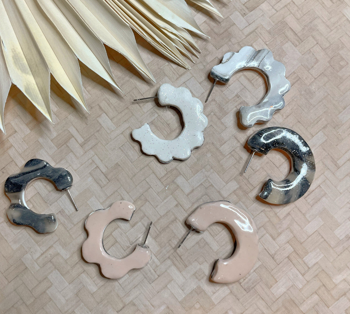 2 sided Colored Clay Hoops