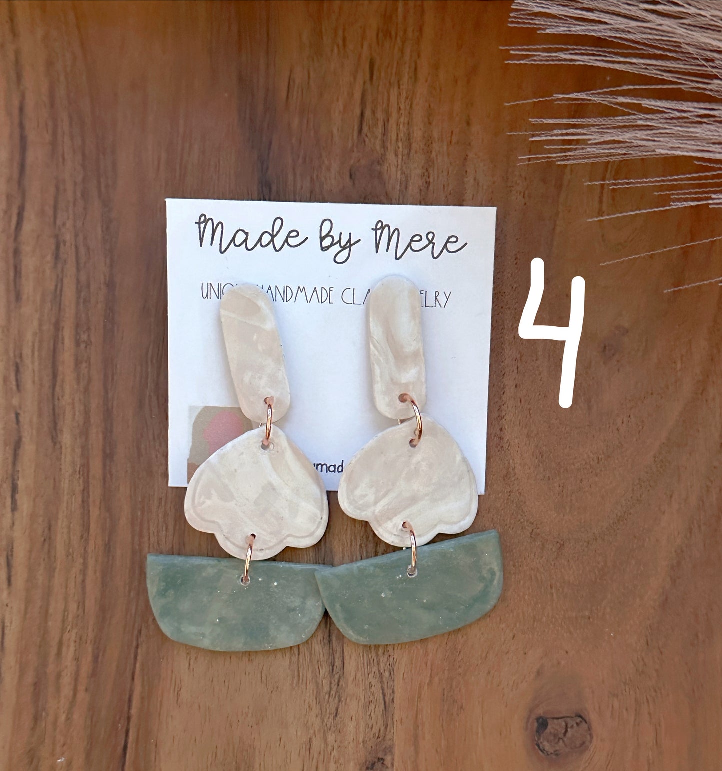 Sage Green + Beige Dangles