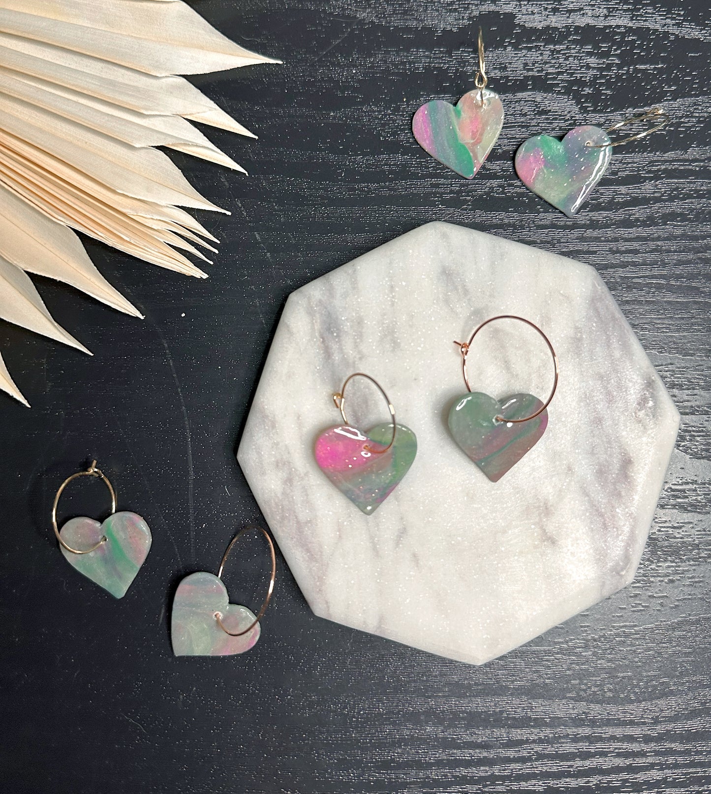 Small Marbled Heart Dangles