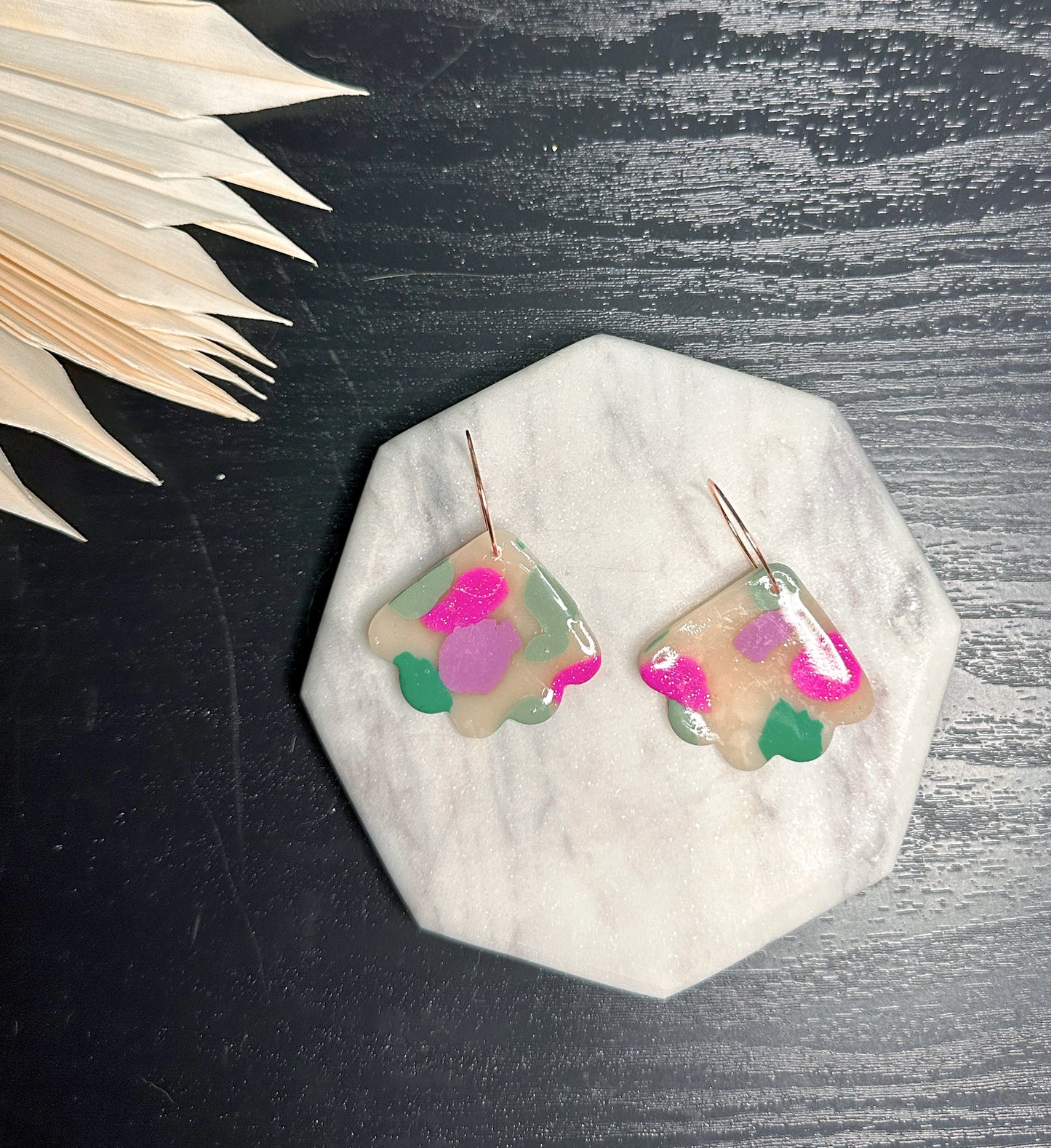 Scalloped Marble Dangles