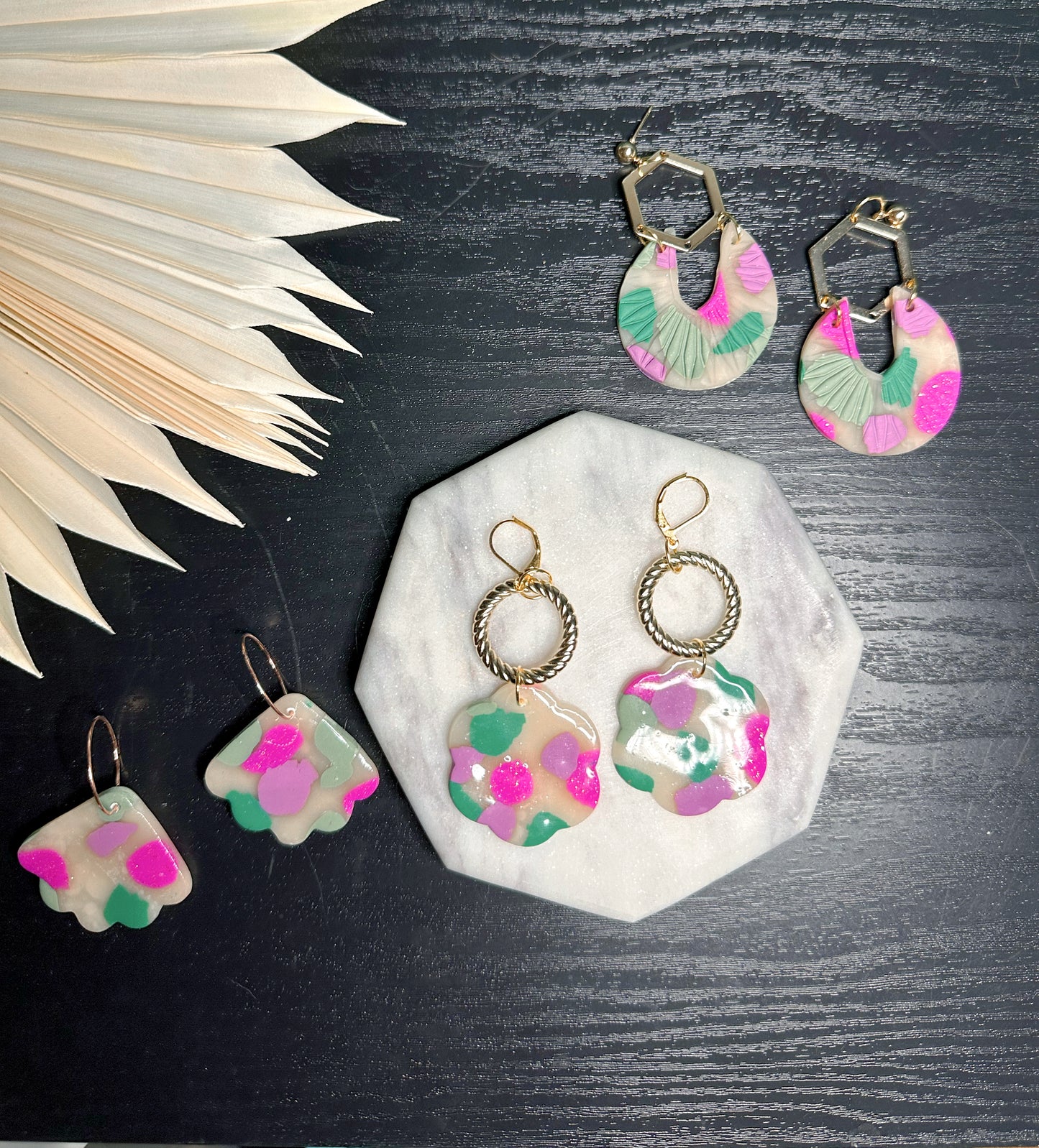 Scalloped Marble Dangles