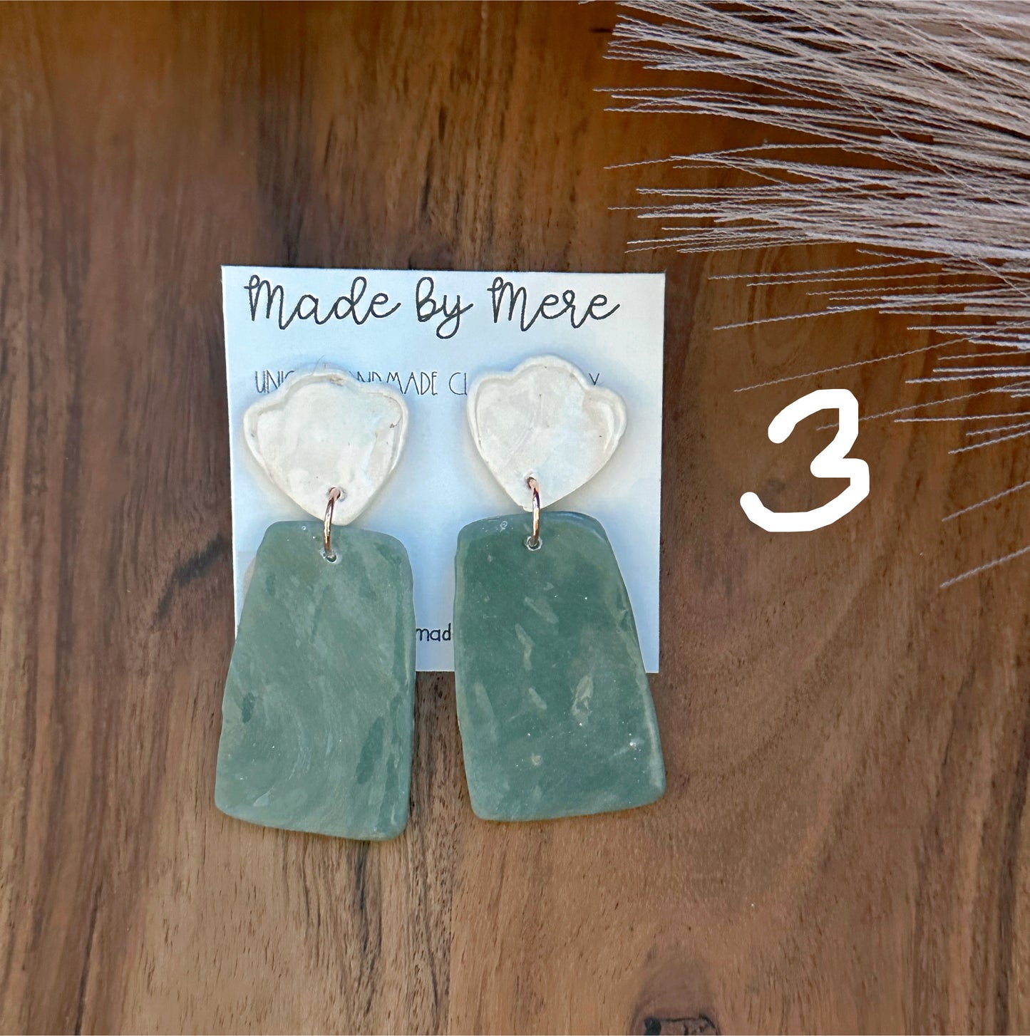 Sage Green + Beige Dangles