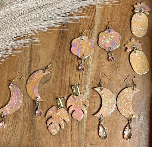 Rose Gold marbled dangles