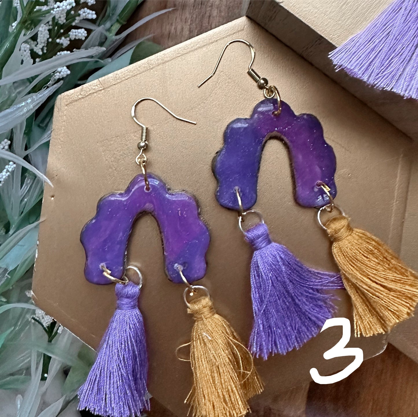 Marbled tassel dangles (Purple, Lavender, + Pink)