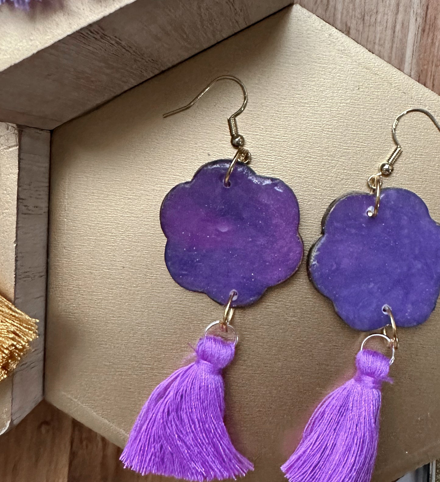 Marbled tassel dangles (Purple, Lavender, + Pink)