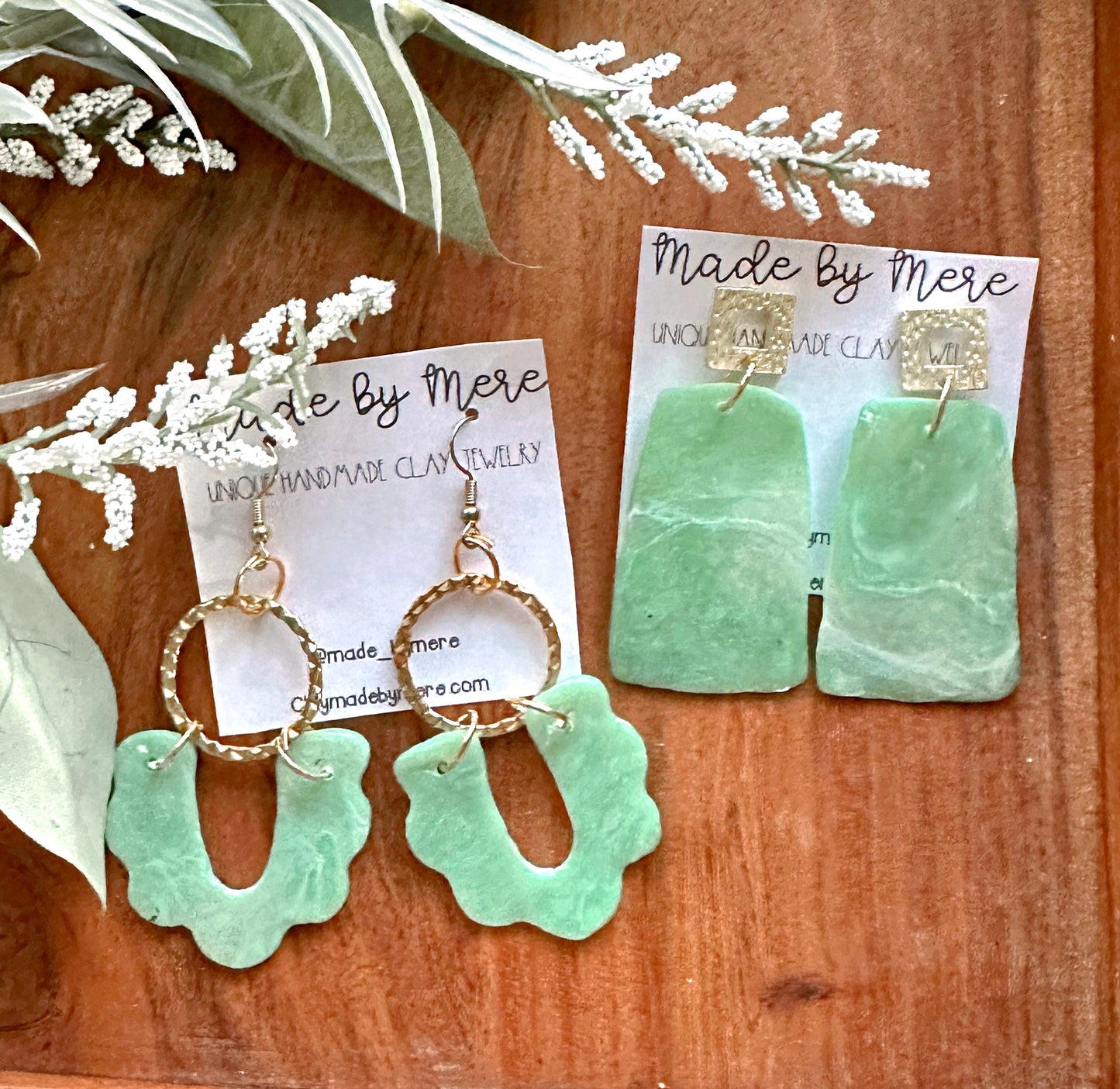 Classy vibes mint green marbled dangles