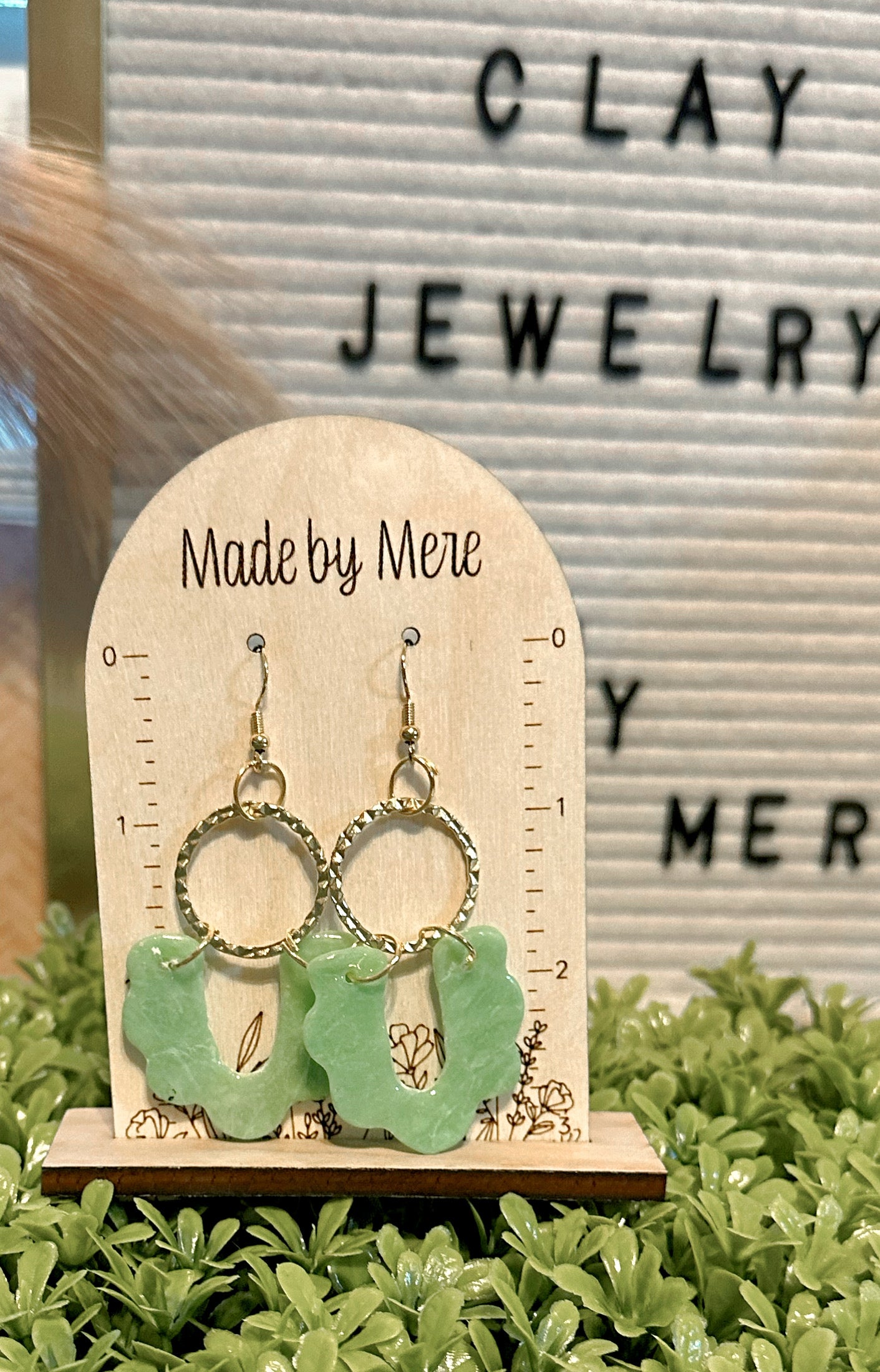 Classy vibes mint green marbled dangles