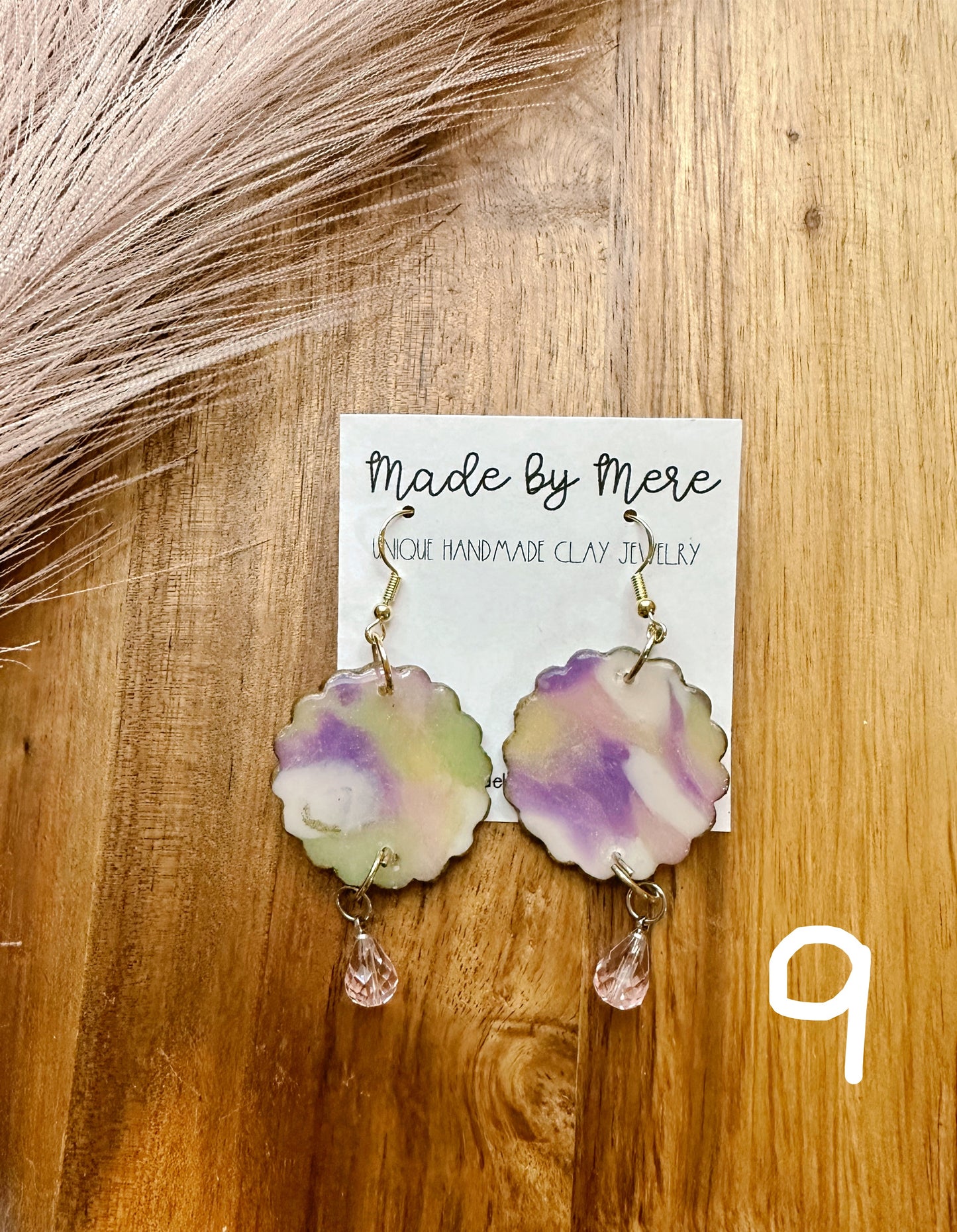 Mardi Gras 💜💚 Marbled Dangles