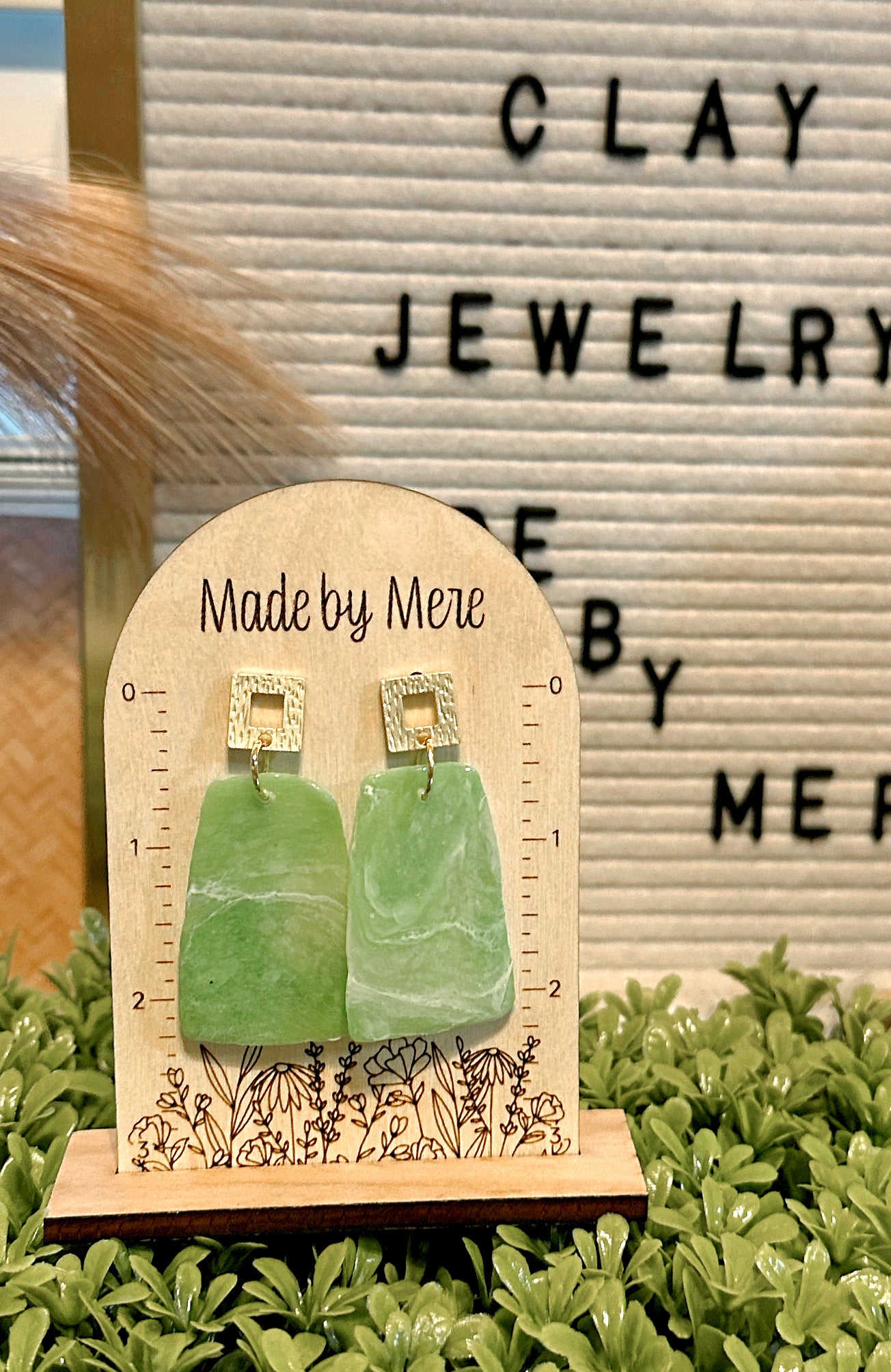 Classy vibes mint green marbled dangles