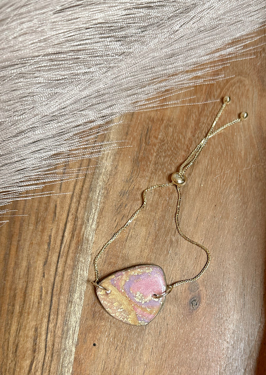 Rose gold marbled pendant bracelet