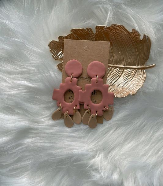 Aztec nude pink dangles