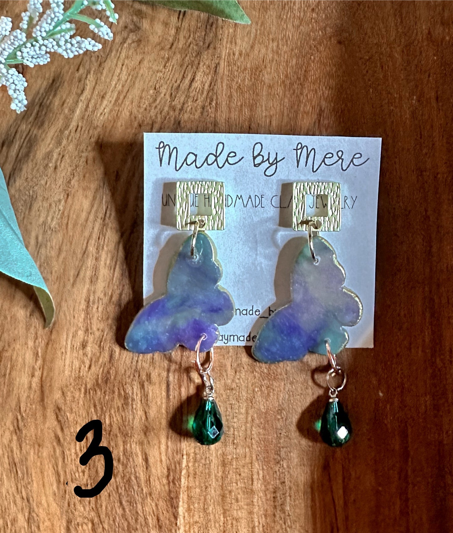 🦋 blue/purple marbled dangles