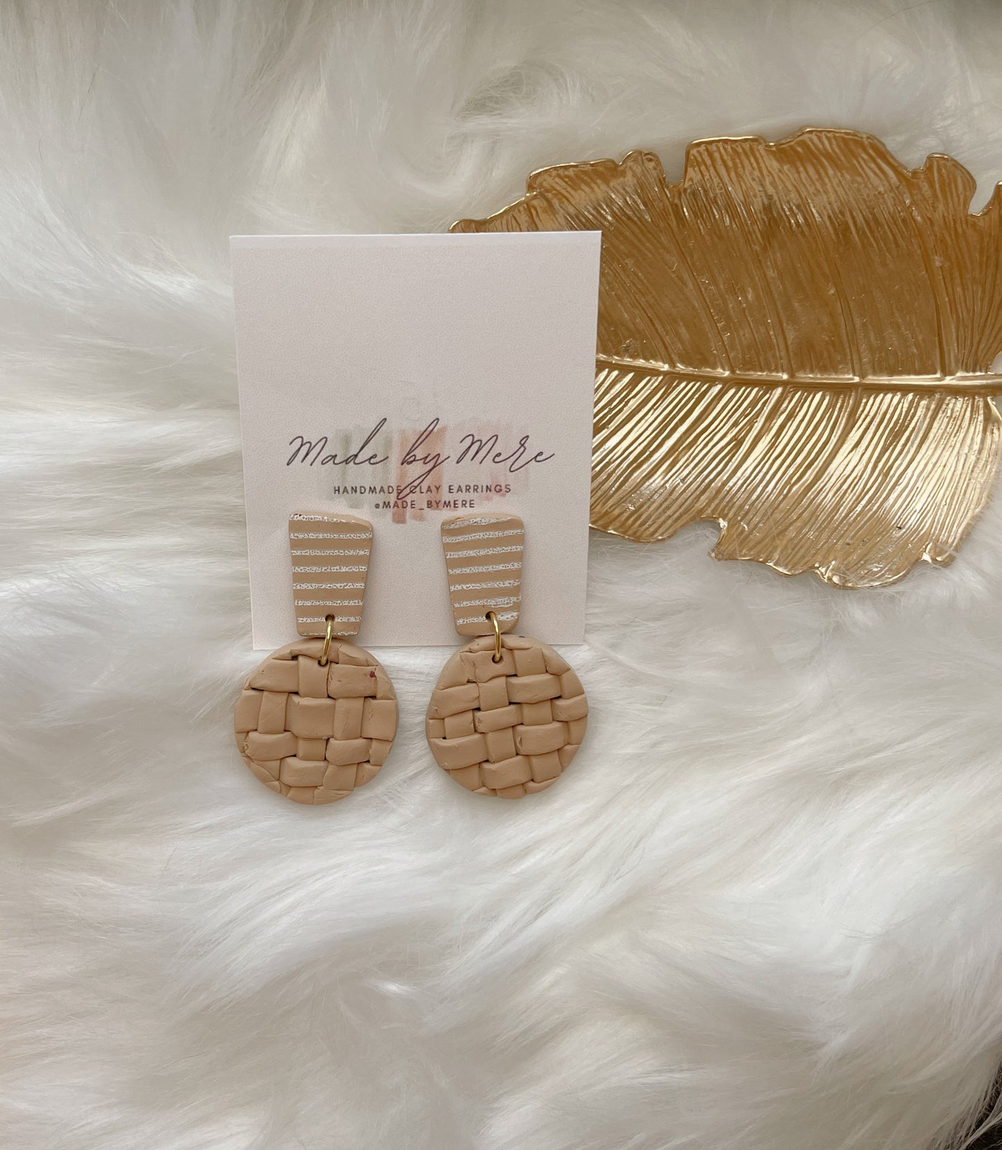 Tan basket style dangles