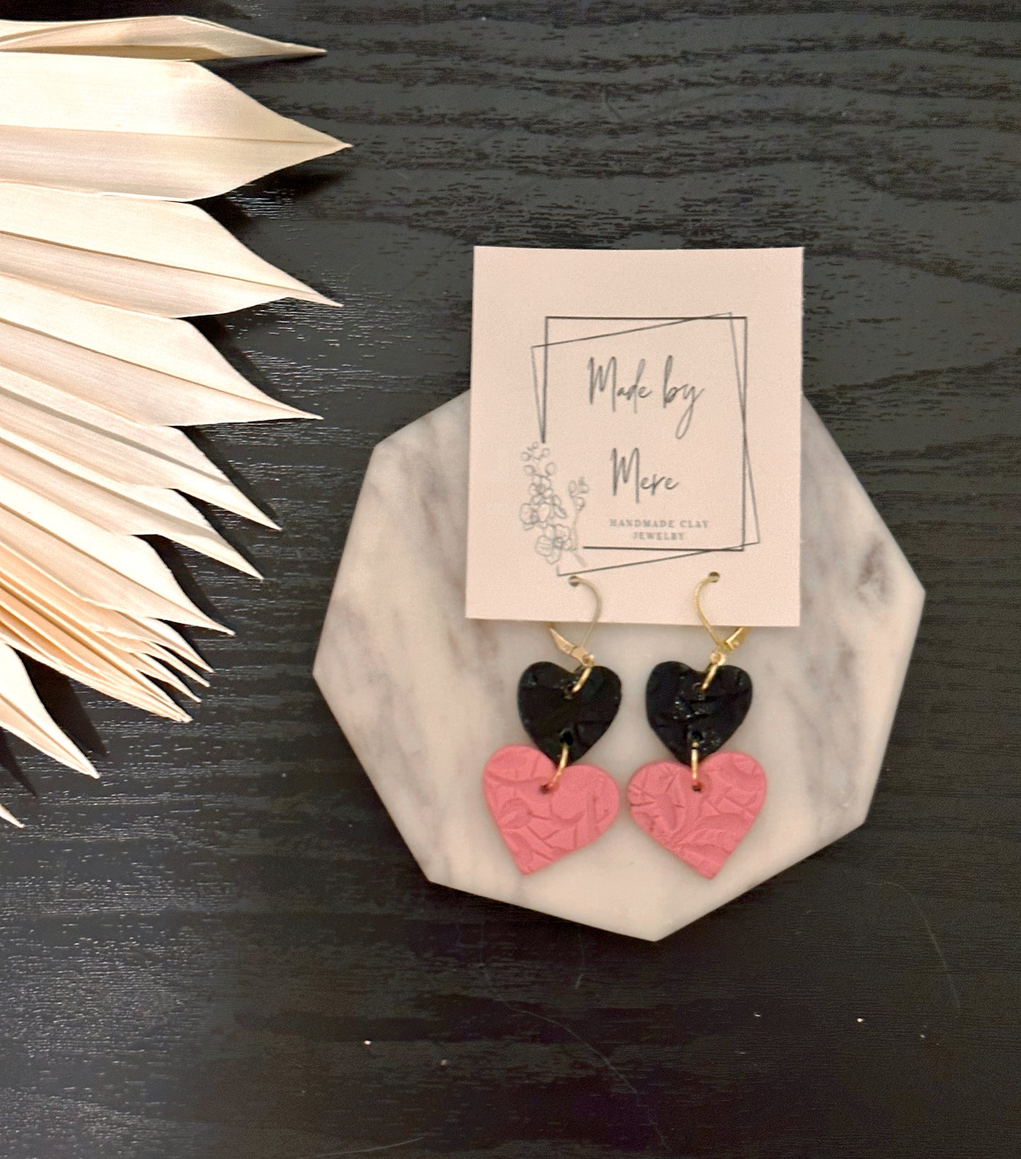 Black + Pink Hearts Dangle