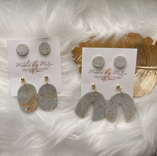 Granite marble clay earrings