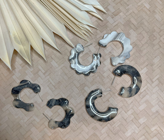 2 sided Colored Clay Hoops