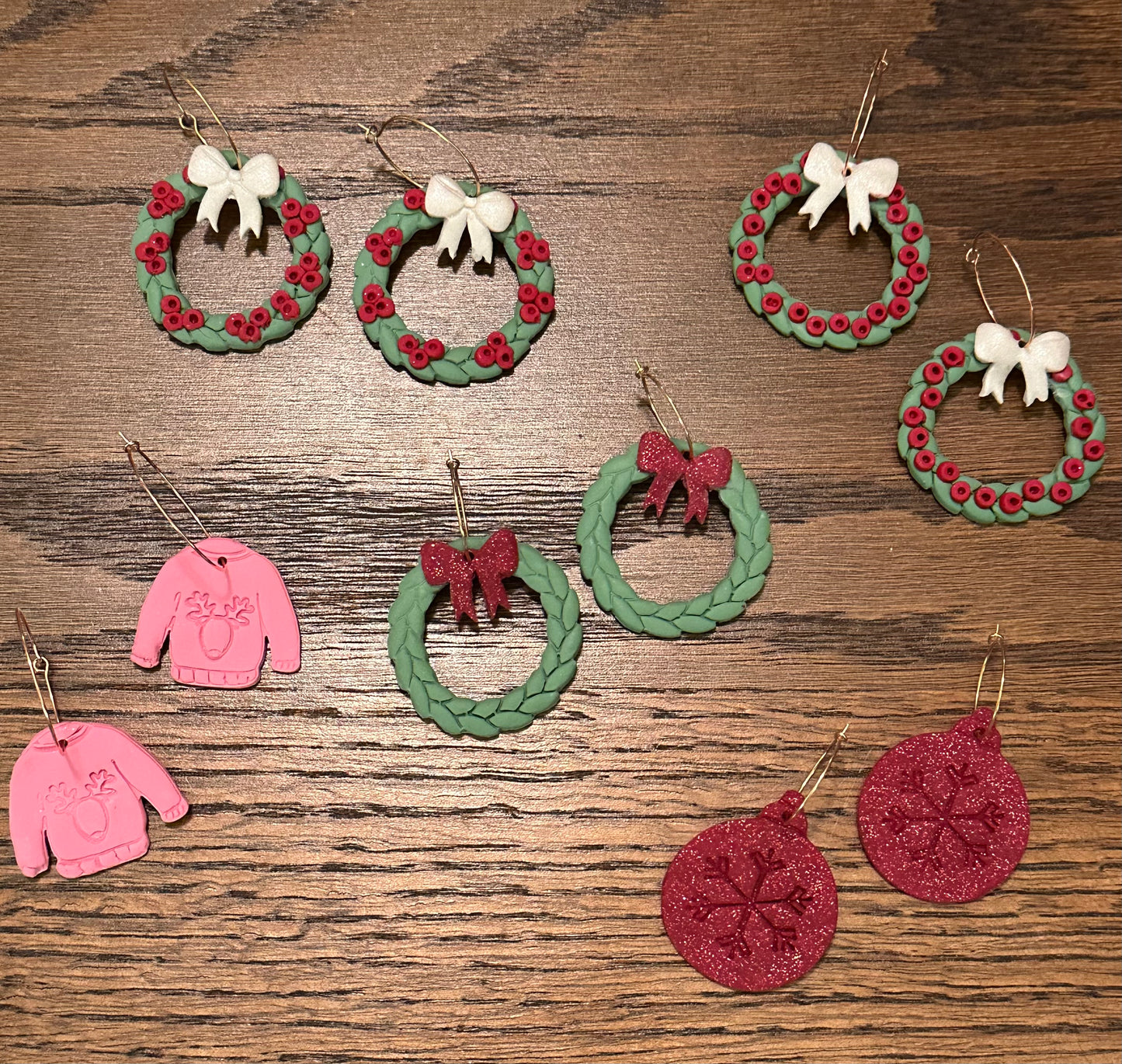 Red glitter ornament dangles