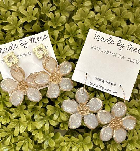 Opal Glitter Flower dangles