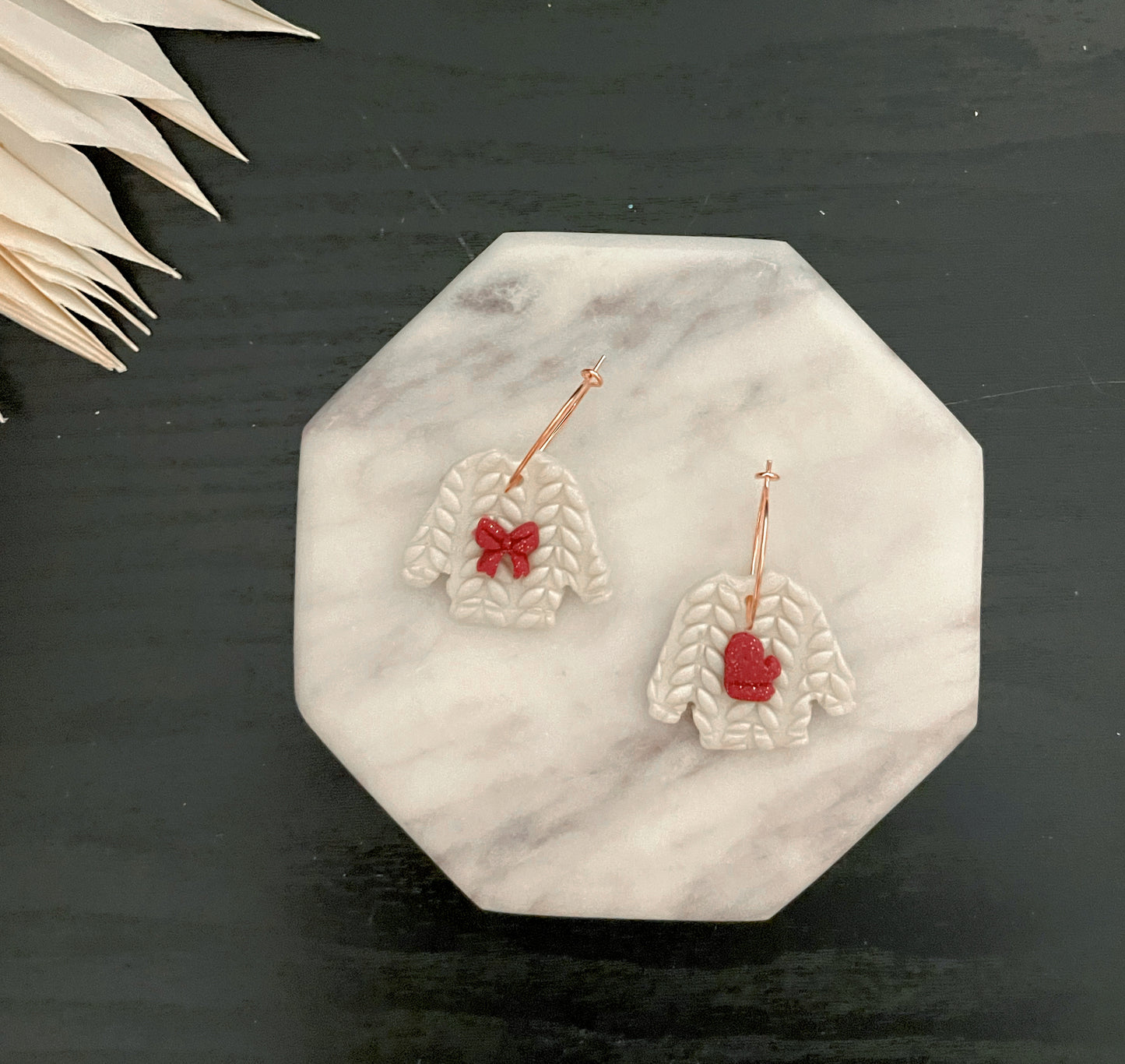 Red and White Sweater Dangles