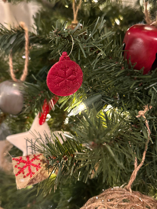 Red glitter ornament dangles