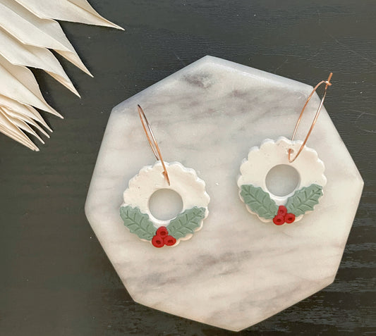 White Holly Circle Dangles