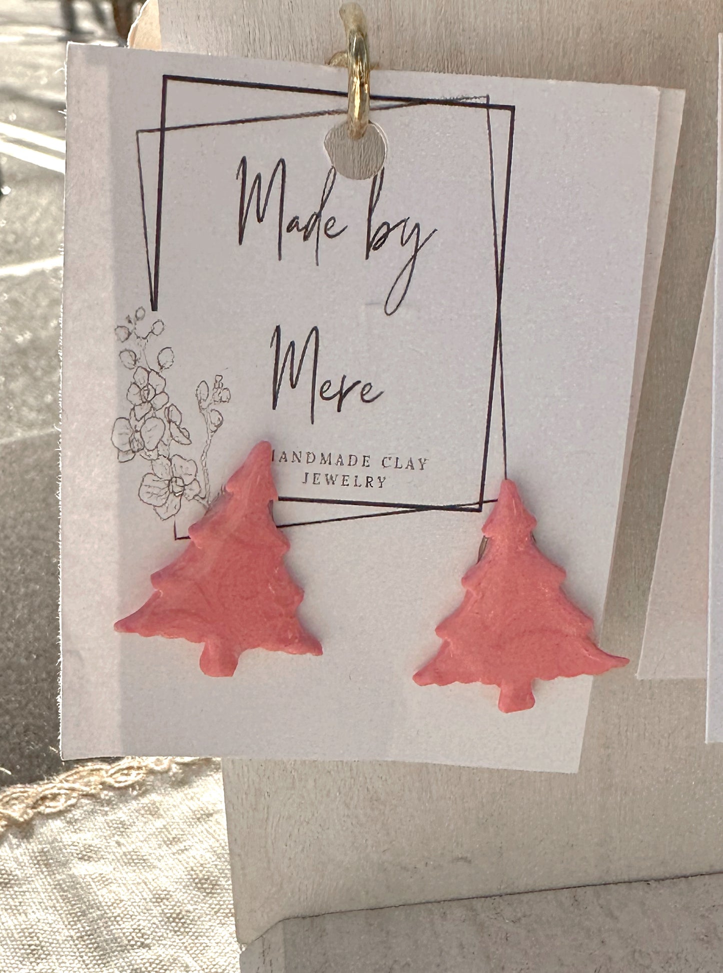 Rose Pink holly embossed trees