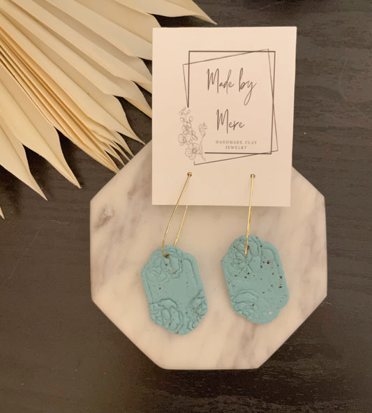 Turquoise granite poppy embossed dangle