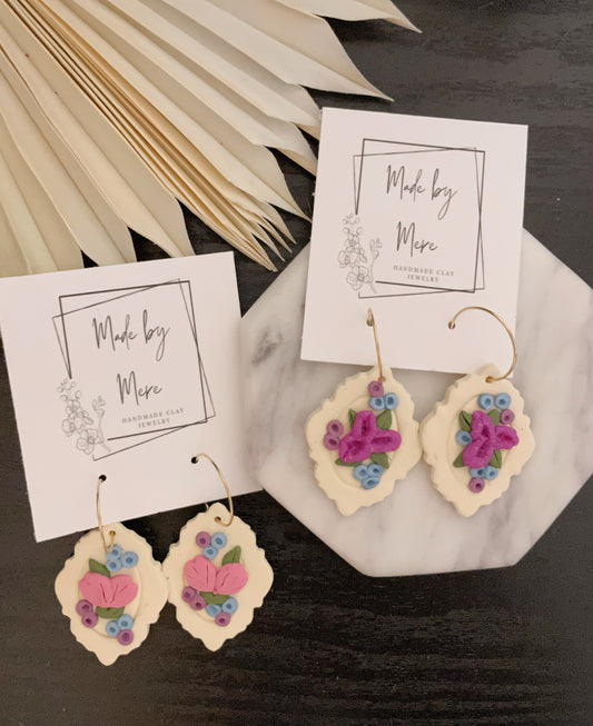 Ivory Floral Dangles
