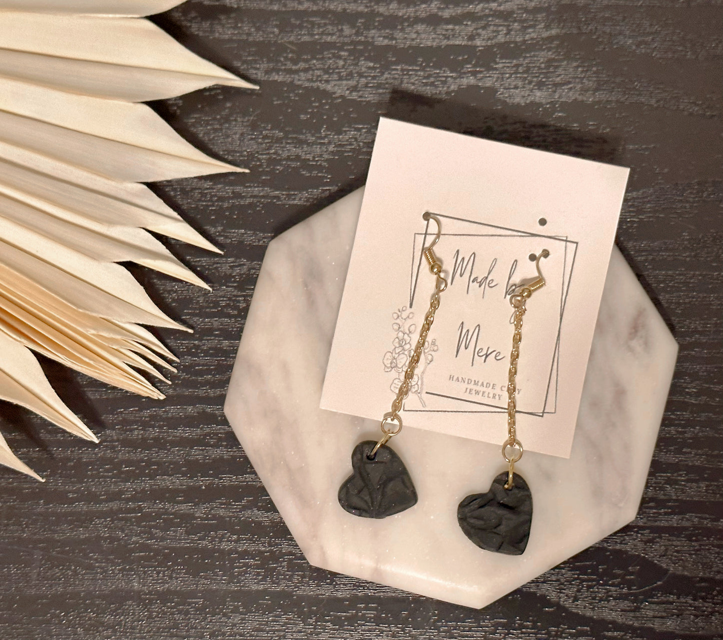Small black lace heart dangles