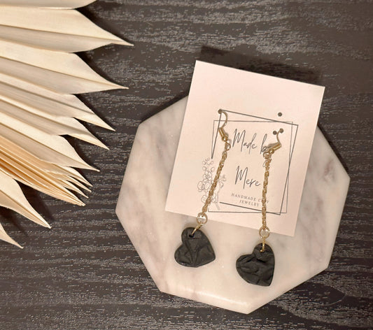 Small black lace heart dangles