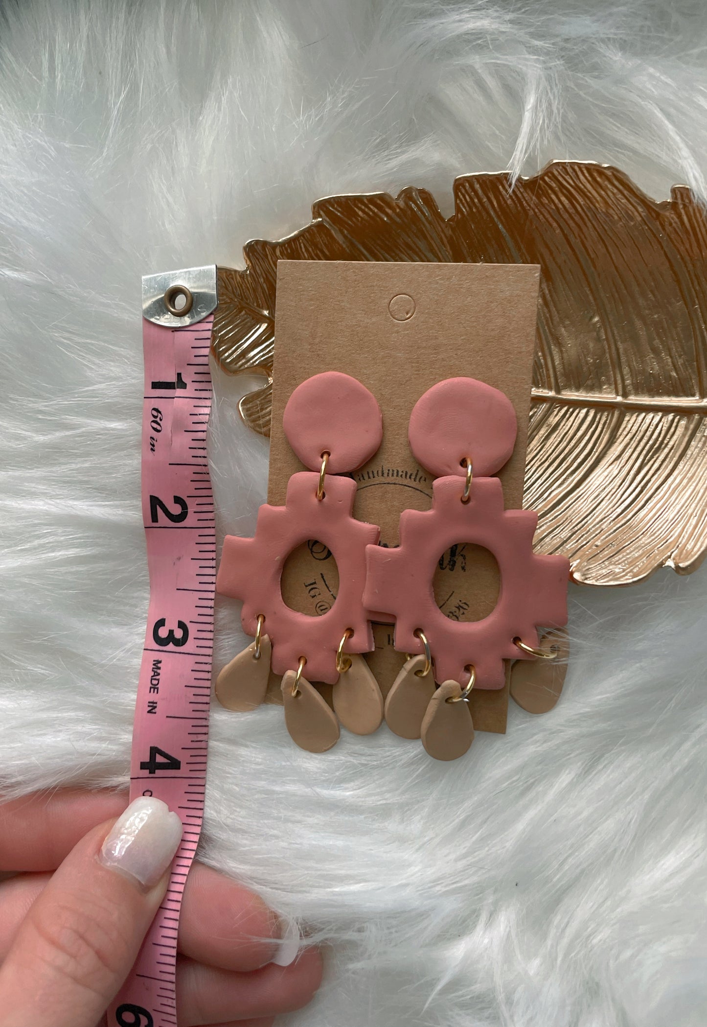 Aztec nude pink dangles