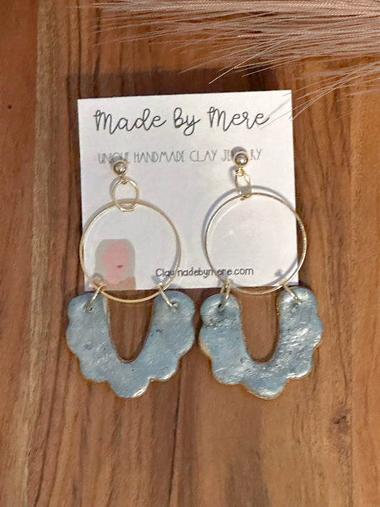 Metallic Granite Blue + Gold Dangles