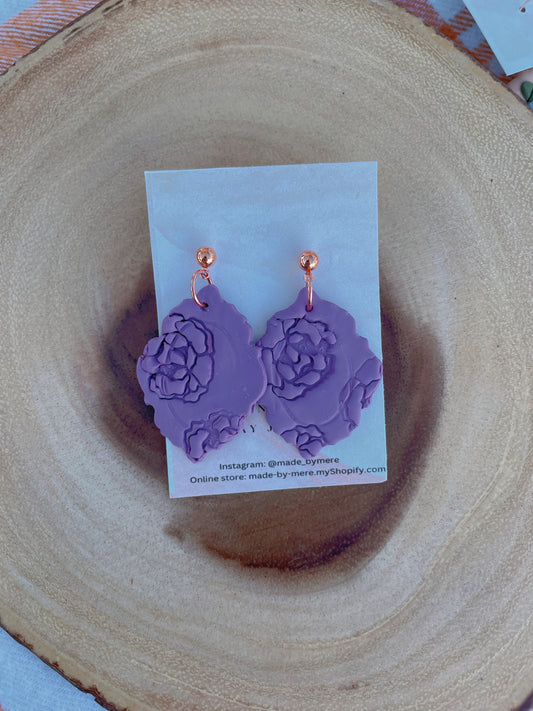 Mauve Floral Stamped Dangle