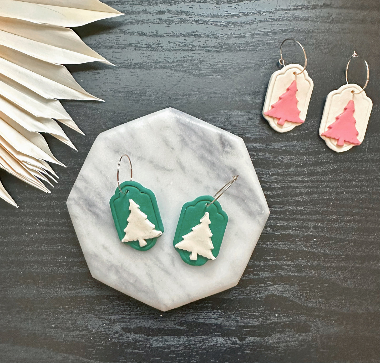 Green with ivory trees dangle