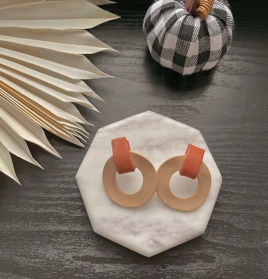 Tan and brown clay circle dangles